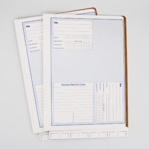 TIMG FormFile FF1 Files Covers Lateral File with Movement Record. TIMG Formfile-One File Covers. The FF1 specifications are 355gsm, Extended front page, Double glued grabflap, Dimensions: D356mm x H256mm, Expansion of 35mm, To be used with the Formfile FileFast EasyClips, 250 per box. Designed to be the core of the colour coded filing system it has a printed guide for the colour coded labels down the grab flap. The 'title' box on the front cover is printed both laterally and vertically to ensure that the file can be utilised in any manner. For Sale. Australia-wide delivery.