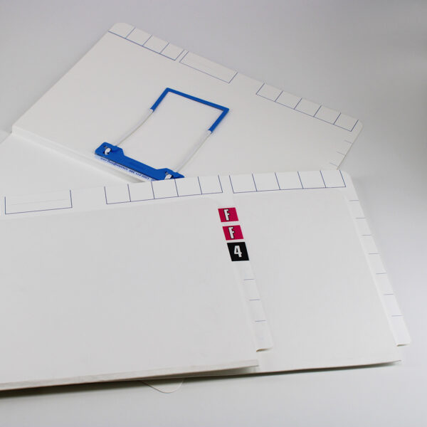 TIMG Formfile-FF4 File Covers. FF4 File Covers. This white file has printing only on one side, the re-order code being discretely hidden from view inside the file. Made from a heavy white board it is stylish and sophisticated, perfect in a corporate environment. 285gsm, White manila cover for four drawer cabinets, Dimensions: D354mm x H242mm, Expansion of 17mm, 250 per box. Best Price. Australia-wide delivery including Sydney, Melbourne, Brisbane, Canberra, Adelaide, Perth, Hobart and Darwin.