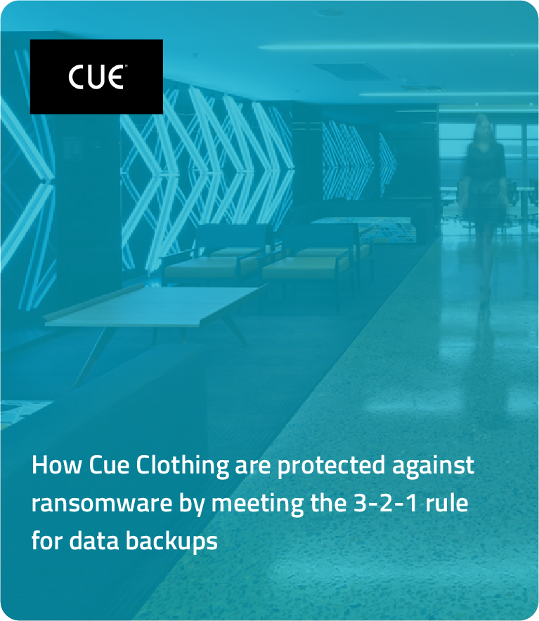 TIMG - Cue Clothing Customer Success Story. 321 data backup rule.