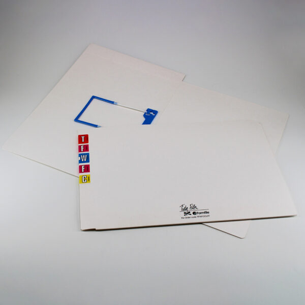 Tidy Files Foolscap White File Cover with fitted CLFF Clip. TFWFCCLFF. Australia-wide delivery including Sydney, Melbourne, Brisbane, Canberra, Adelaide, Perth, Hobart and Darwin. Formfile File Covers, File Covers, Premium File Covers, Document Folders, Files, TFWFCCLFF, Office File, Corporate File, School File, Lateral File, Vertical File, White File Cover, File with clips, Tidyfiles, Plain File. 326gsm, Sleek White design, Double glued grabflap, Dimensions: D368mm x H240mm, Expansion of 40mm, Comes fitted with the CLFF FileFast EasyClips, 100 per box. The TFWFCCLFF has the dimensions of 368 depth and 240mm height. The TFWFCCLFF file cover also opens up to an expansion of 40mm making it one of TIMG’s most perfect file folders for holding extensive amounts of documents.